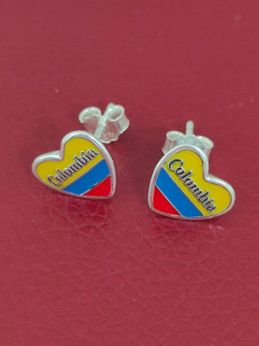 Colombia Flag Earring Women Jewelry Stud Earrings S925 Sterling Silver